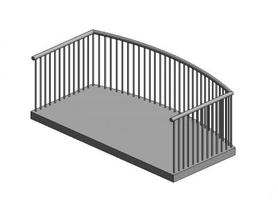 Balcony With Rounded Front Revit Family 