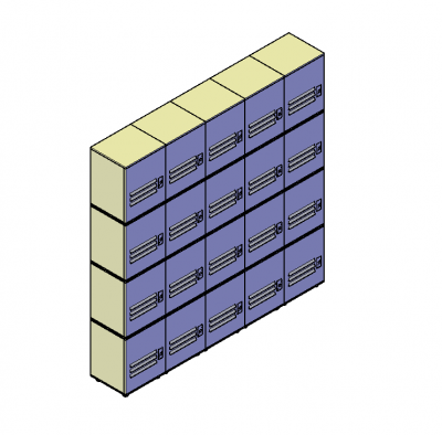 Lockers 3D DWG block 