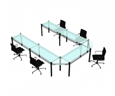 Glass meeting table 3DS Max model 