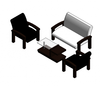 Rustic living room furniture Revit model 