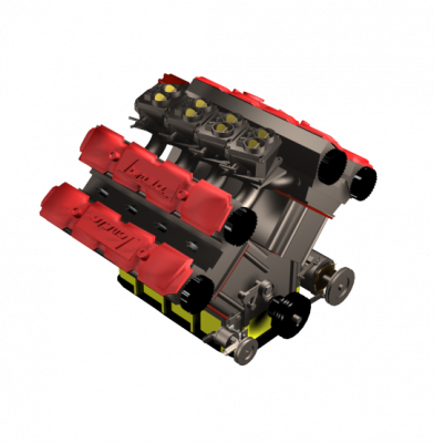 V8 engine 3DS Max model