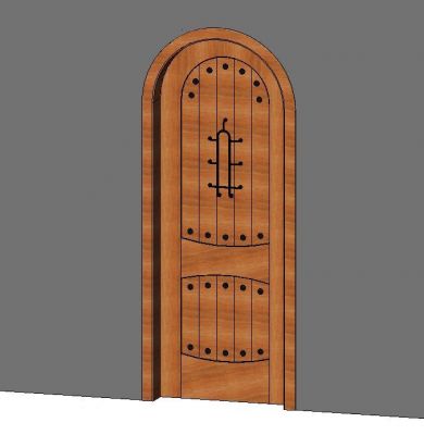 Arched Wood Iron Entry Door Revit Family 