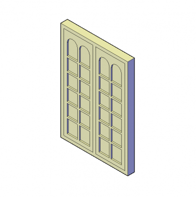 Panelled window 3D DWG block 