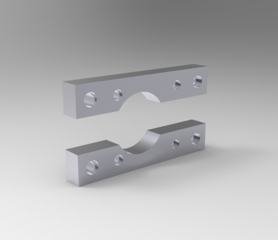Solid-works 3D CAD Model of Mounting Rails for Actuator, a=110	b=42	c=62	d= 20	e= 14	f=50	g=10	h=20	Øi=9mm