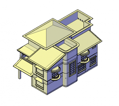 Detached house 3D DWG block 