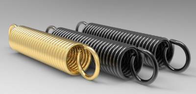 Autodesk Inventor ipt file 3D CAD Model of Service Spring for Extension, OD (inch)=0.18	Wire D(inch)=0.022	Free Length L=1.25