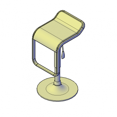 Adjustable bar stool 3D DWG block 