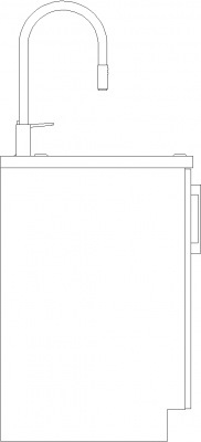 618mm Wide Sink Unit Cabinet with Faucet Left Side Elevation dwg Drawing