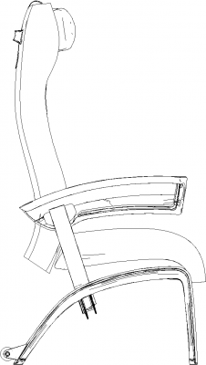 622mm Wide Assistant Senior Chair Left Side Elevation dwg Drawing