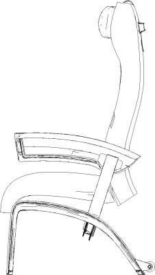 622mm Wide Assistant Senior Chair Right Side Elevation dwg Drawing