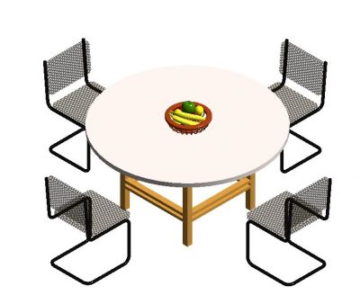 Wood Table with Chairs Revit Family