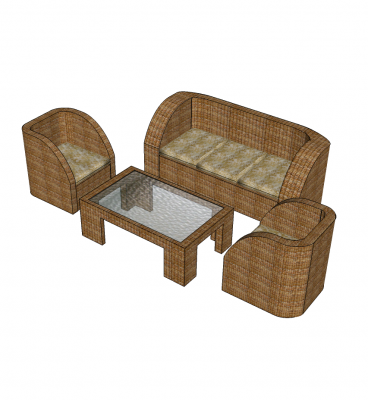 mesa y sillas de mimbre modelos de SketchUp