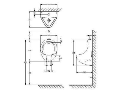Detalhamento do arranjo de urinal