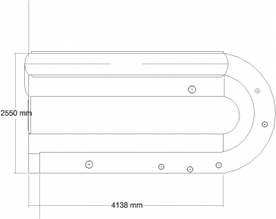 6.69sqm Curve Design Bar Counter with Shelves Plan dwg Drawing