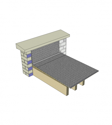Flat roof and parapet wall Sketchup block
