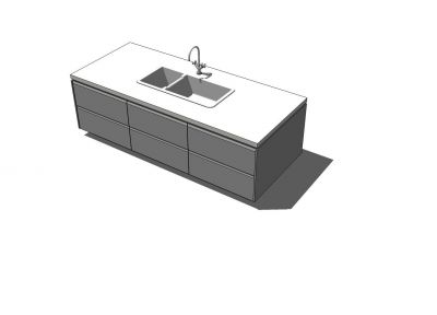 Isla de cocina - modelo de SketchUp contemporáneo
