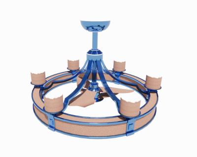 Circle ceiling fan with 3 wings revit family