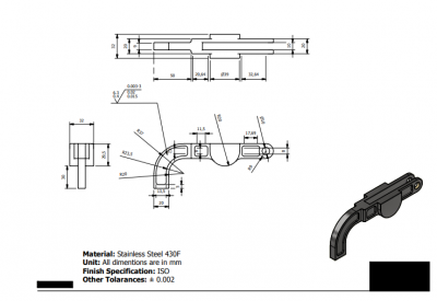 Inventor 2D CAD drawing of U Clamp for practice 6