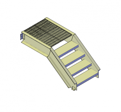 Steel deck stairs 3D DWG block