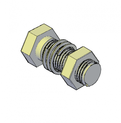 Nut and bolt 3D DWG model 