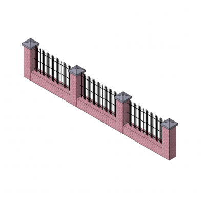 Mur de briques avec des balustrades en fer forgé