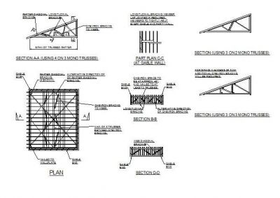 Verstrebungen CAD-Details für Mono Pitch Roof