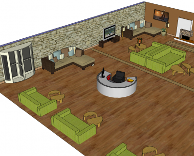 Hotellobby Design SketchUp-Modell