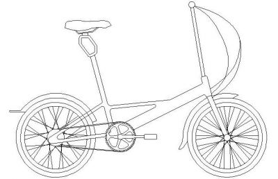 Desenho CAD do design de bicicleta dobrável