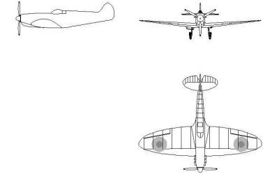 Dwg CAD di Supermarine Spitfire Airplane
