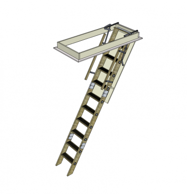 Складные лестницы чердака SketchUp блок