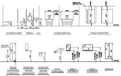 Salle de bains - Installation standard Montage Heights dwg