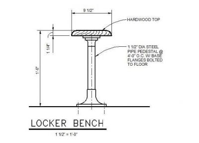 Locker Bench Detail CAD dwg 