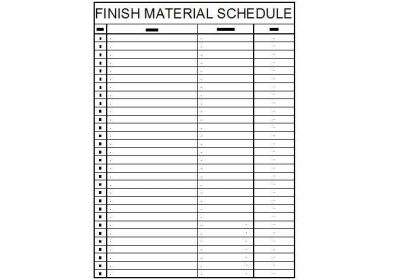 Finish Material Schedule Template
