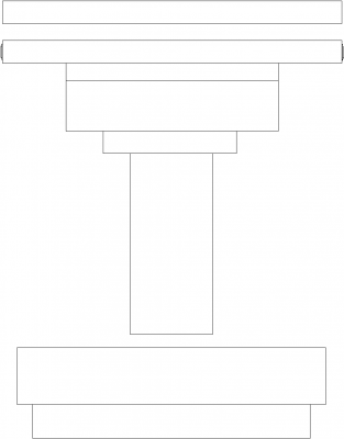 762mm Wide Operating Table Rear Elevation dwg Drawing