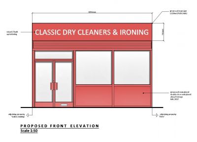 Shop Front - Dry Cleaners desenho CAD