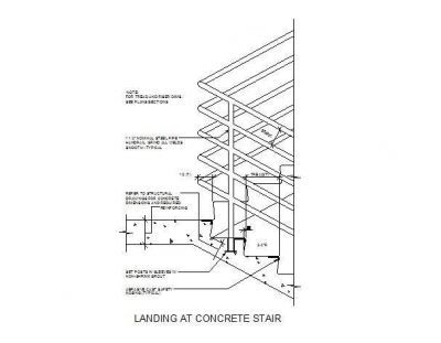 Detalhe de desembarque - Escada de concreto CAD dwg
