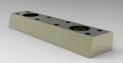 Solid-works 3D CAD Model of Self-lubricating skateboard, L=100,	W=18,	A=20,	B=60,	 Head Screw=M6	No. of Holes=2