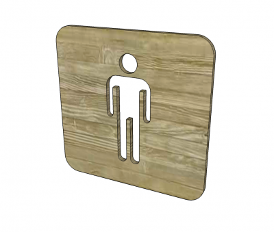 Wooden mens toilet sign