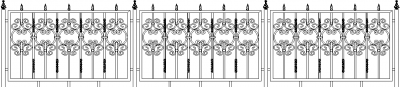 784mm Height Metal Made Fence with Curve Pattern Rear Elevation dwg Drawing