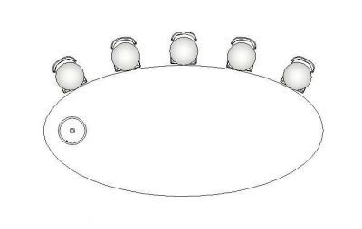 WHB CAD dwgを使用した楕円形の会議テーブル