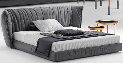 Double bed with gray Duvet