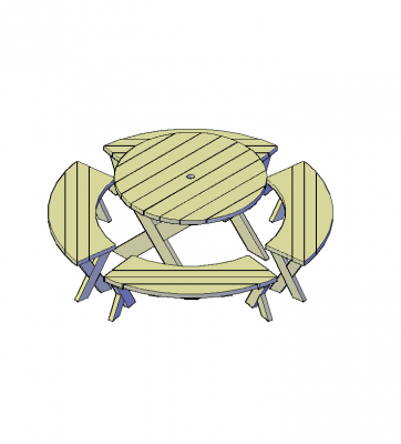 Round picnic table 3D AutoCAD dwg