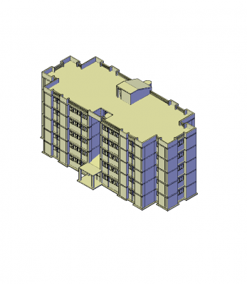 5 Storey residential building AutoCAD 3D model
