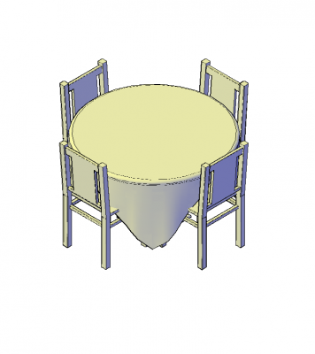 mesa de comedor con tela de mesa modelo 3D de AutoCAD