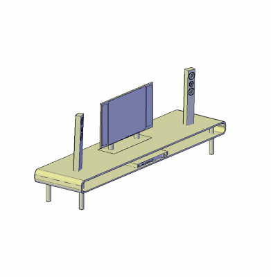 Изогнутые ТВ блок 3D модель AutoCAD