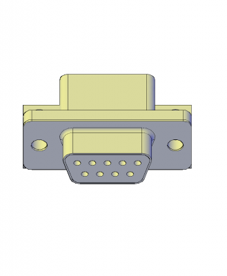 9 conector hembra Pin modelo 3D de AutoCAD