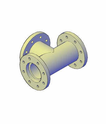 T Pipe connection 3D CAD dwg 