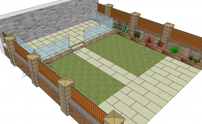 Contemporary garden design skp model 