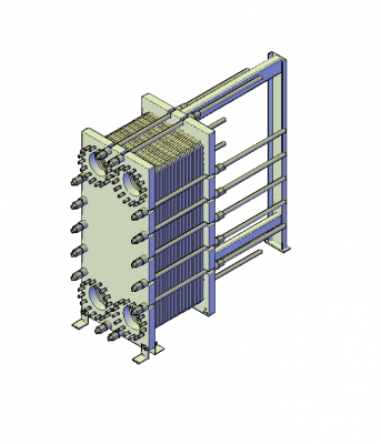 Intercambiador de placas modelo 3D de AutoCAD
