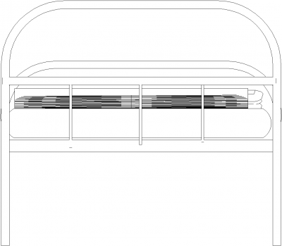 855mm Height Public Ward Bed with 30mm Cushion Front Elevation dwg Drawing